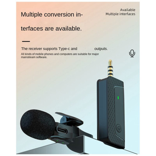 K35Pro Wireless Microphone Lavalier Microphone for Camera Cell Phone Recording Video Speaker Headset
