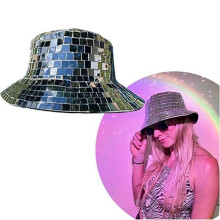 Chapeau Seau Boule Disco à Paillettes, Chapeau de Vache GarçOn, Chapeau Fedora à Paillettes Miroir, Chapeau de PêCheur, Casquette de Danse