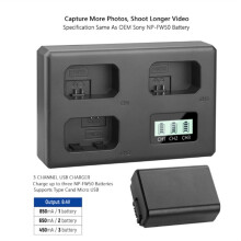 NP-FW50 NPFW50 Battery Charger 3 Slot Charger for Alpha ZV-E10 A6400 A6500 A6300 A6000 A7 A7R A7RII A7II A7SII