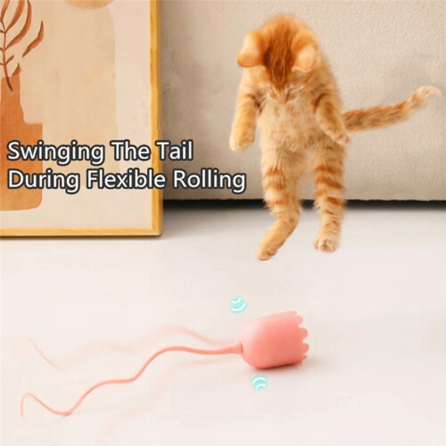 Interactive Toys Electric Intelligent Rolling  Toy Cats Pet Automatic Rotate Mouse Tail Kitten Teaser Stick 2