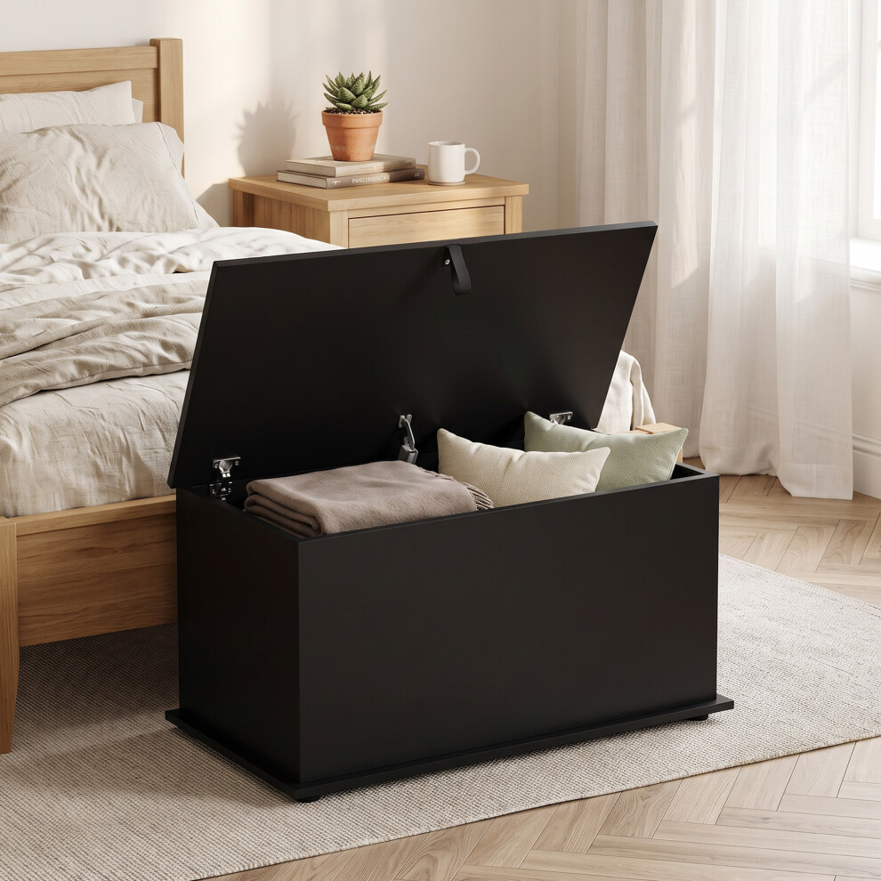 Homcom (Brown) Storage Chest With Safety Hinged Lid, 102L Storage Box