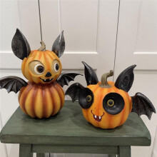 Halloween Decoratie Pompoen Standbeeld Leuke Vleermuis Pompoen Standbeeld Hars Decoratie Scène Decoratie Type A