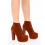 (40, Brown) Suede Platform Lace Up Ankle Boots 1
