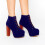 (39, Blue) Suede Platform Lace Up Ankle Boots 1