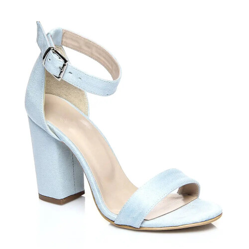 (38, Baby Blue) Block Heel Ankle Strap Sandals Size 33-43