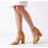(43, Mustard) Block Heel Ankle Strap Sandals Size 33-43 1