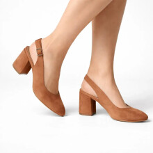(37, Brown) Suede Ankle Strap Block Heel Sandals Size 34-42