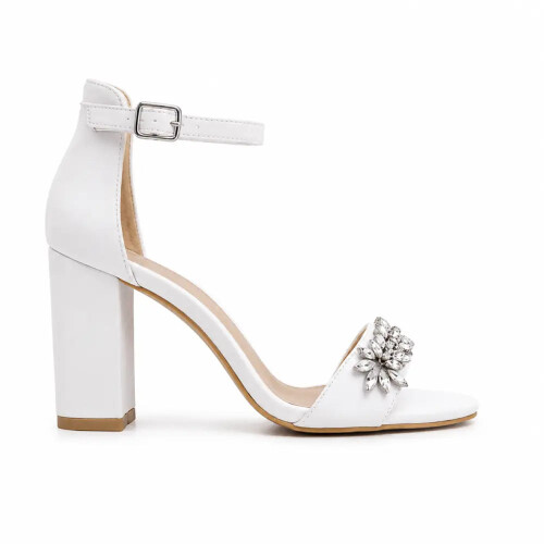 (39, White) Rhinestone Ankle Strap Sandals Size 33-43 1