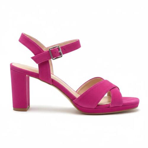 (34, Fuchsia) Ankle Strap Chunky Heel Platform Ssndals Size 33-43 1