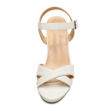 (34, White) Ankle Strap Chunky Heel Platform Ssndals Size 33-43