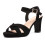 (38, Black Suede) Ankle Strap Chunky Heel Platform Ssndals Size 33-43 5