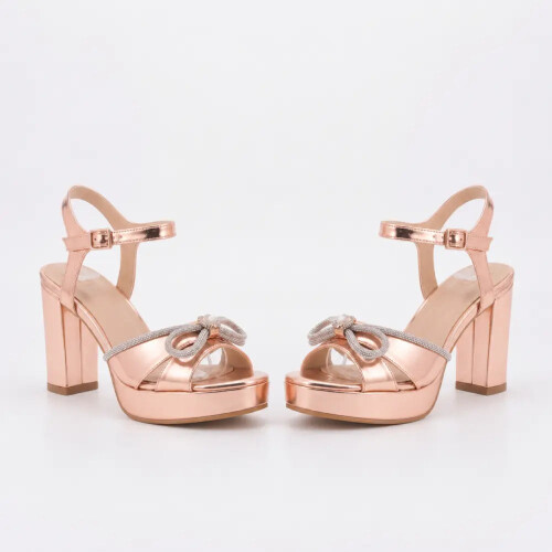(35, Rose) Block Heel Platform Sandals with Bow Size 33-43 2