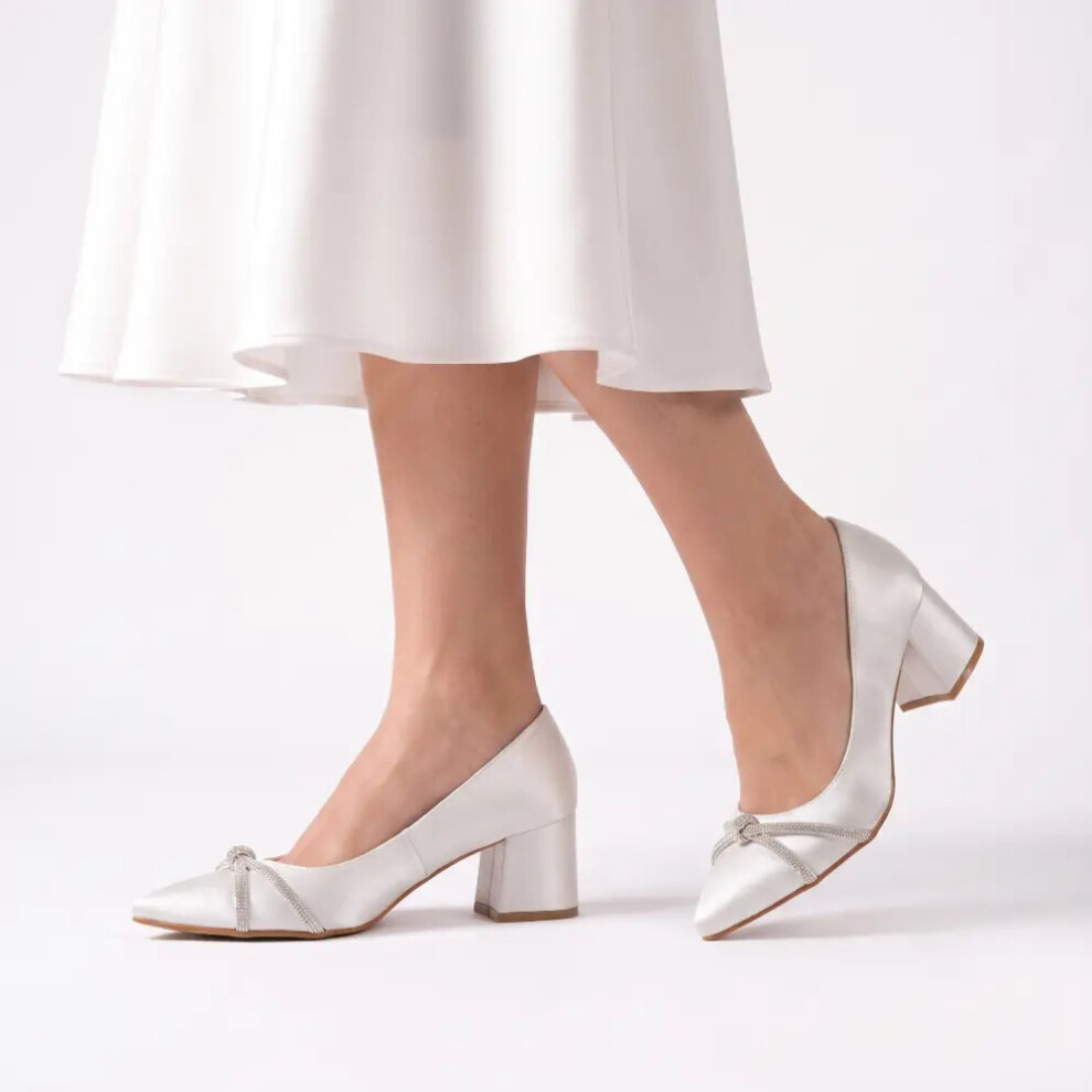 (39, White) Bow Low Heel Pumps-image