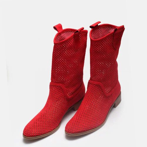 (35, Red) Summer Cowboy Boots Size 35-44 1