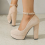 (41, Beige) Ankle Strap Block Heel Dress Shoes 3