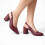 (42, Burgundy) Ankle Strap Block Heel Sandals Size 34-42 1