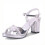 (42, Silver) Shiny Ankle Strap Chunky Heel Platform Ssndals Size 33-43 4
