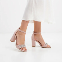 (38, Beige) Rhinestone Ankle Strap Sandals Size 33-43