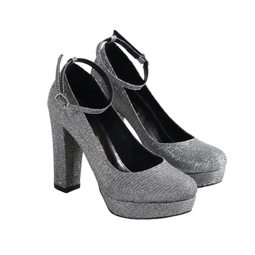 (40, Gray) Ankle Strap Block Heel Dress Shoes 2