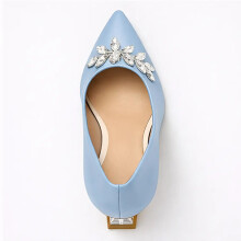 (39, Baby Blue) Stiletto Wedding Shoes with Crystal Heel Size 33-45