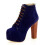 (36, Blue) Suede Platform Lace Up Ankle Boots 2