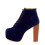 (39, Blue) Suede Platform Lace Up Ankle Boots 3