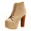 (39, Beige) Suede Platform Lace Up Ankle Boots 4