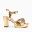 (39, Gold) Block Heel Platform Sandals with Bow Size 33-43 2