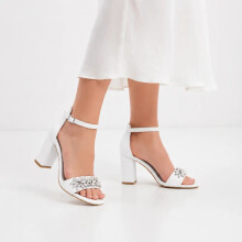 (33, White) Rhinestone Ankle Strap Sandals Size 33-43
