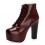 (38, Burgundy) Shiny Platform Lace Up Ankle Boots 2