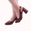 (34, Burgundy) Ankle Strap Block Heel Sandals Size 34-42 2