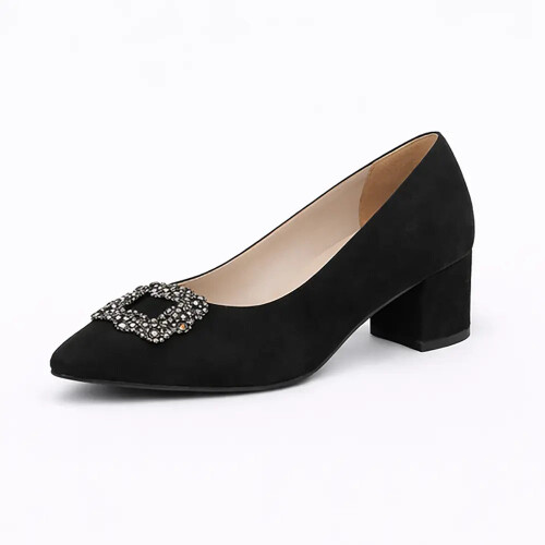 (41, Black) Low Heels Buckle Shoes 1