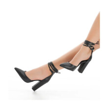 (38, Black) Ankle Strap Block Heel Sandals Size 34-43