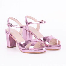 (35, Purple) Shiny Ankle Strap Chunky Heel Platform Ssndals Size 33-43