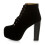 (37, Black) Suede Platform Lace Up Ankle Boots 4