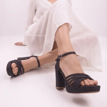 (41, Black) Strappy Heel Wedding Shoes Size 33-43