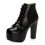 (40, Black) Shiny Platform Lace Up Ankle Boots 2