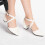 (39, White) Ankle Strap Chunky Heel Pumps Size 33-43 2