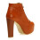 (36, Brown) Crocodile Platform Lace Up Ankle Boots 4