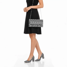 (34, Black) Low Heel Dalmatian Shoes and Bag Set Size 33-45