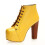 (35, Yellow) Platform Lace Up Ankle Boots 4