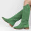 (35, Green) Low Heel Cowboy Knee High Boots Size 35-44 1