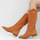 (36, Orange) Low Heel Cowboy Knee High Boots Size 35-44 1