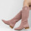 (36, Pink) Low Heel Cowboy Knee High Boots Size 35-44 1