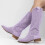 (38, Lilac) Low Heel Cowboy Knee High Boots Size 35-44 1