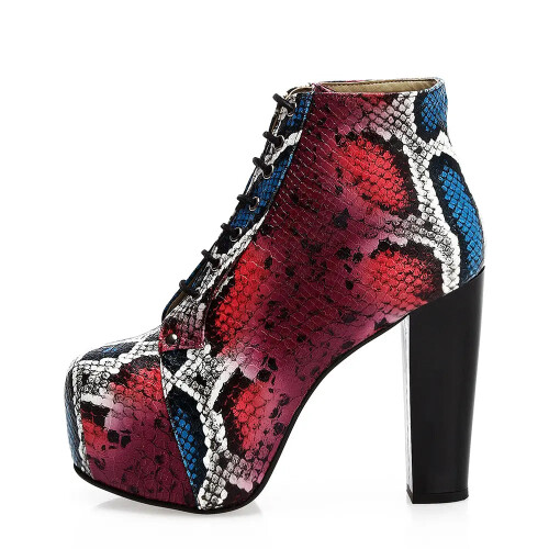 (40, Purple) Platform Lace Up Ankle Boots 1