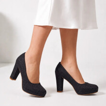 (34, Black) Chunky Platform Heels Size 34-41