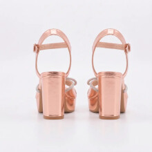 (38, Rose) Block Heel Platform Sandals with Bow Size 33-43