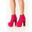 (40, Pink) Suede Platform Lace Up Ankle Boots 1