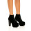 (36, Black) Suede Platform Lace Up Ankle Boots 1